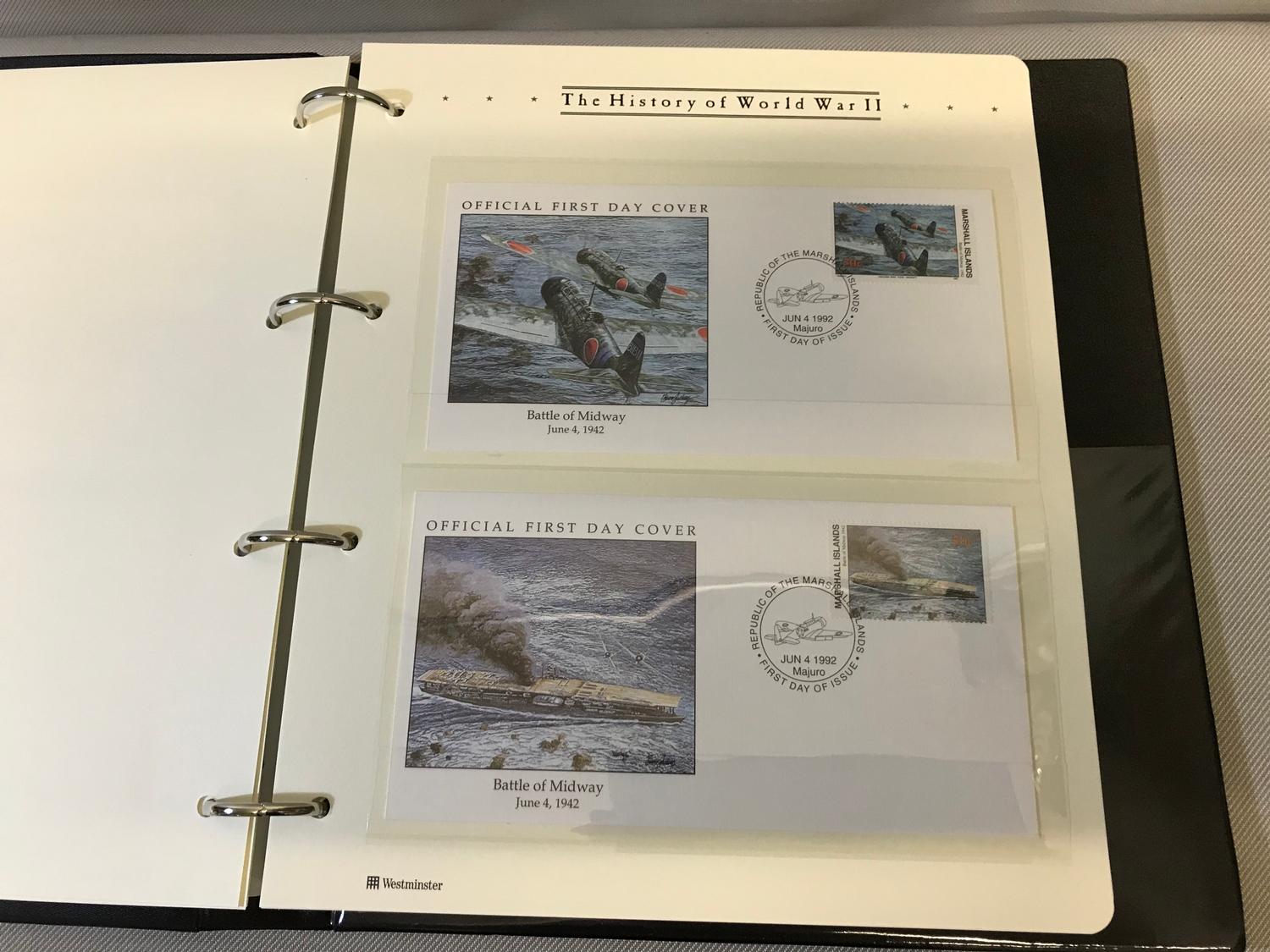 Album full of "The history of WW2" first day covers, stamps & Coin. - Image 3 of 8