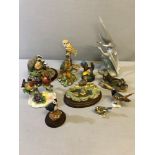 A Collection of Border fine art figures, Nao stork figure, Royal Copenhagen bird figure