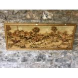 Large fox hunting scene tapestry, Measures 71.5x180cm