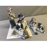 3 Lladro/ Nao figures together with Royal Copenhagen dog figure