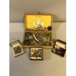 A Collection of costume jewellery which includes masonic cuff links, Scottish brooches etc