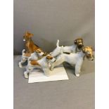 A lot of 5 USSR ceramic porcelain dog figurines