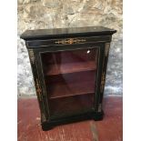 Edwardian inlaid display cabinet. Measures 109x77x33cm