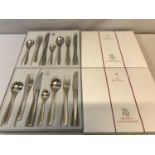 Two WMF sets of 7 piece place settings with fitted boxes