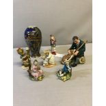 A Collection of mixed porcelain which includes Royal Doulton "The Master" figure, Peter rabbit