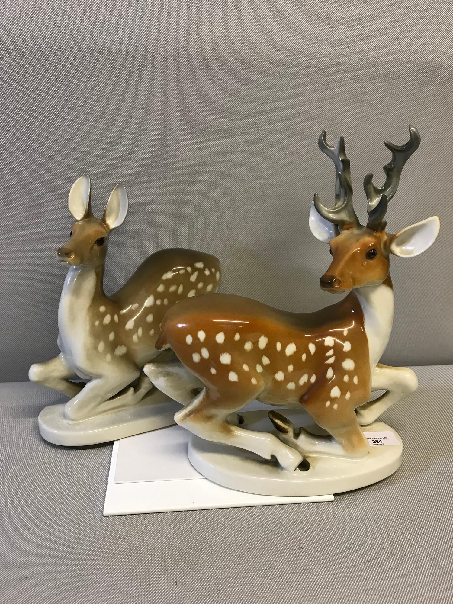 A lot of 2 USSR ceramic porcelain deer figurines