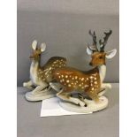 A lot of 2 USSR ceramic porcelain deer figurines