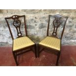 2 Georgian chairs with gold upholstery to cushions