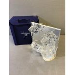 Large Swarovski trio fish figure with display stand and box. Stands 19.5cm in height