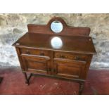 1940's 50's small sideboard with barley twist leg supports. Has a small circular mirror to the back.