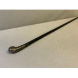 London silver topped walking stick. Makers Henry Perkins & Sons. Measures 91.5cm in length