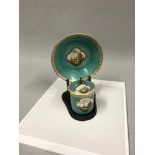 c1720 Meissen cup with lid & saucer both hand painted, depicting boat sailing scenes