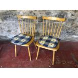 2 Bent wood seat chairs with spindle backs.