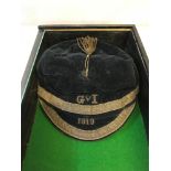 Inter Allied games 25/06/1919. Final Greece V Italy Cap. Fitted in a wood a glass box