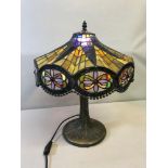 Large Tiffany style table lamp working order. Stands 51CM in height