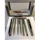 A Collection of Parker Fountain pens, Elysee fountain pen and others