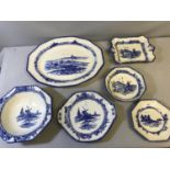 6 Pieces of Royal Doulton "Norfolk" design serving plates, platter and strainer.
