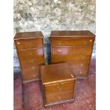 3 Pieces of Stag furniture which includes 2 5 drawer chest and bedside cabinet.