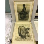 A Pair of reproduction prints after Van Gogh. Dutch farm workers