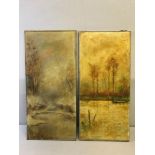 2 Antique oil paintings on canvases by J. G. Neill dated 1913 & 14. Measure 66x30cm