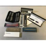 A Collection of Parker pens with original boxes together with various other boxed pens.