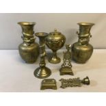 A Collection of Oriental dragon design brass/bronze wares