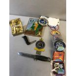 A Collection of odds which includes William Rodgers military knife, Military wall tile & Diamond