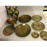 A Collection of Persian highly detailed brass plates and vases etc