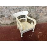 Small Antique childs chair with scroll arms