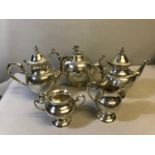 Ornate EP tea pot together with 4 piece Ep tea/ coffee service