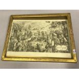 Lithograph titled "THe capture of the great haggis, 1743" by Bulk Heggie. Details to back of