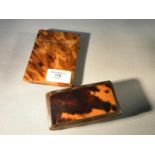 A horn and tortoise shell snuff box together with a tortoise shell cigarette case