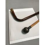 The Royal Scots white metal topped swagger stick (69cm in length) together with yellow metal