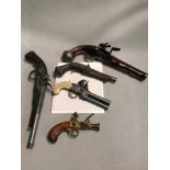 A Lot of 5 Replica flint lock pistols (displays)