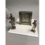 Arts & crafts Tudric pewter square clock by Archibald Knox for Liberty & co. together with two