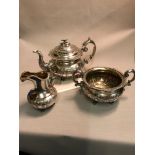 Victorian Scottish, Edinburgh Silver 3 piece highly detailed 3 piece tea service. Makers James