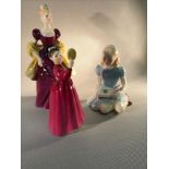 A lot of three Royal Doulton figurines; 'Alice HN 2158, 'Vanity' HN 2475 & 'Loretta' HN 2337