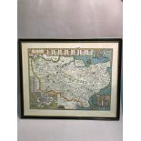 Antique framed map showing Kent with her cities & Earles described & Observed. Double sided. All