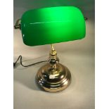 Electric Study Lamp with green glass shade. working order