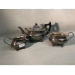 A three piece silver plated tea set