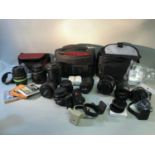 A collection of various lenses to include makers 'Canon', 'Tamron', & 'Sigma', together with various