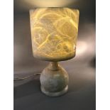 Solid etched onyx table lamp, 42cm in height