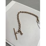 9ct Gold Albert chain with T-bar. Weighs 24grams