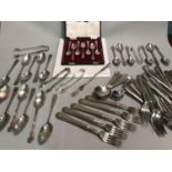 A Lot of EP & Silver plated flatware's includes thistle design spoons and tong set & 1 other