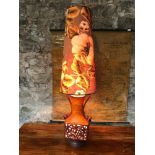 Retro West German pottery large floor standing lamp, in a working condition, measures 140cm in