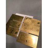 A Lot of 5 24ct gold plated New Zealand bank notes with certificate of authenticity