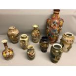 A Lot of various 19th & early 20th century hand painted oriental vases, Some Satsuma & Meiji period.