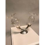 Chester silver 2 fluted epergne. Makers Walker & Hall. Measures 15cm in height.