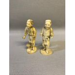 Okimono Meiji period (1868-1912) ivory hand carved figures. 15.5cm in height.