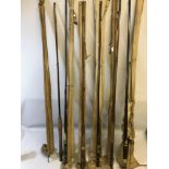 A Lot of 3 & 4 piece Antique fishing rods with bags